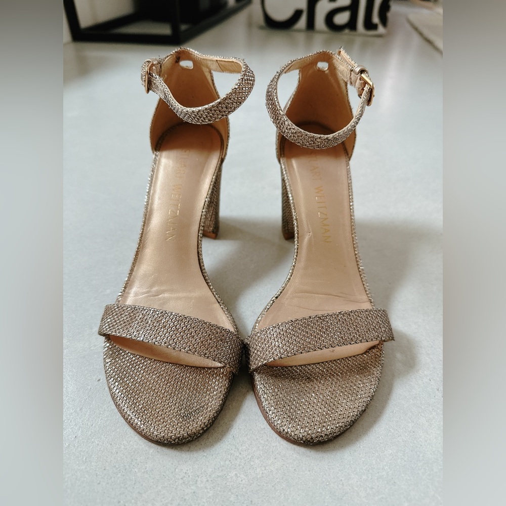 Stuart Weitzman Gold 75 Block Sandal - image 2